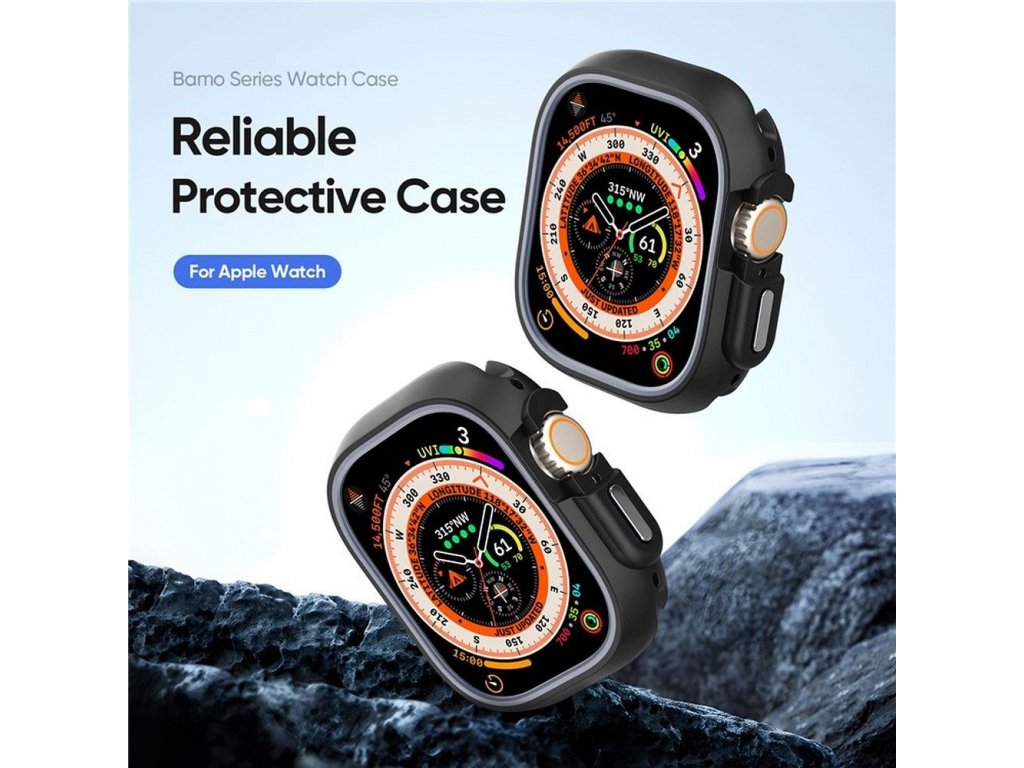 Pouzdro DUX DUCIS Bamo pro Apple Watch Ultra/Ultra 2 49 mm z tvrdého PC + měkkého silikonu - půlnoční/šedá