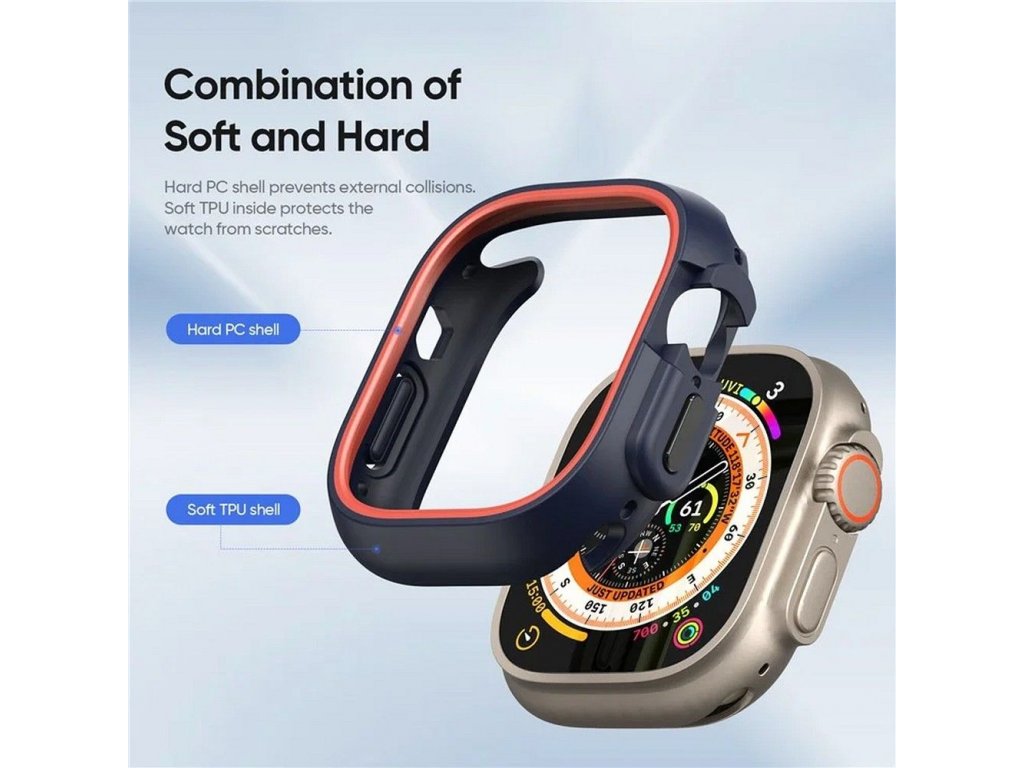 Pouzdro DUX DUCIS Bamo pro Apple Watch Ultra/Ultra 2 49 mm z tvrdého PC + měkkého silikonu - půlnoční/oranžové