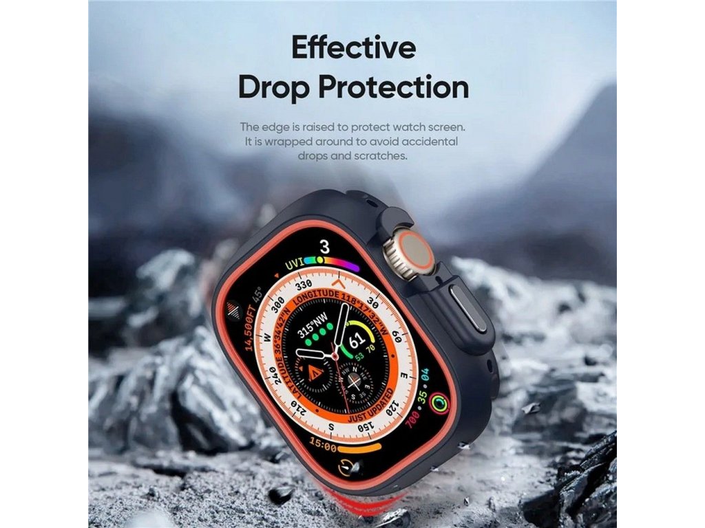 Pouzdro DUX DUCIS Bamo pro Apple Watch Ultra/Ultra 2 49 mm z tvrdého PC + měkkého silikonu - půlnoční/oranžové