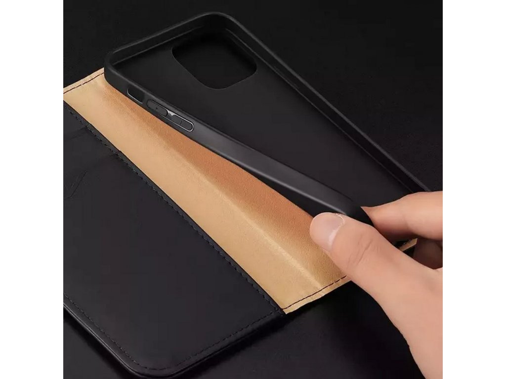 DUX DUCIS Hivo - Kožené peněženkové pouzdro pro Apple iPhone 15 Pro Max černé