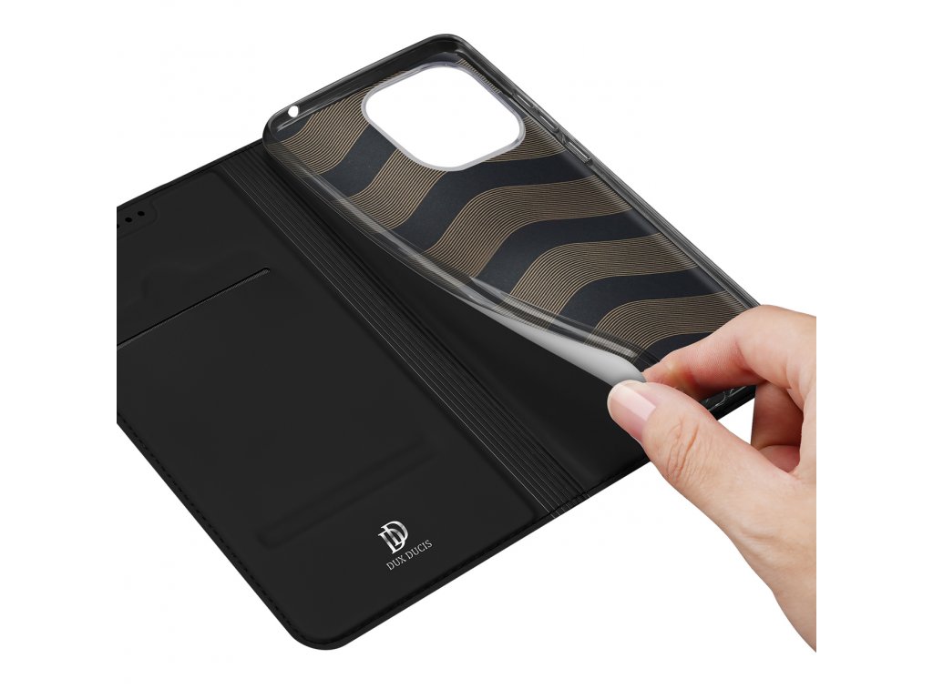 Dux Ducis Skin Pro Knížkové pouzdro s funkcí peněženky pro Xiaomi Redmi 11A / Poco C55 / Redmi 12C černé