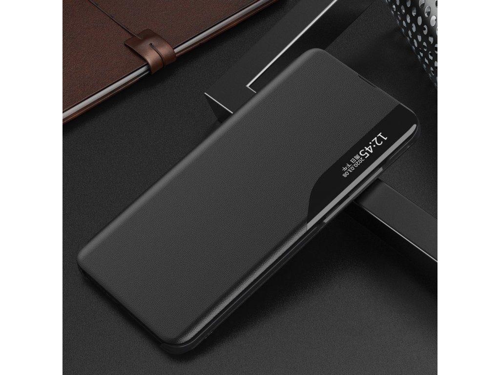 Eco Leather View Case elegantní pouzdro s klapkou a funkcí podstavce Huawei P40 Lite E černé