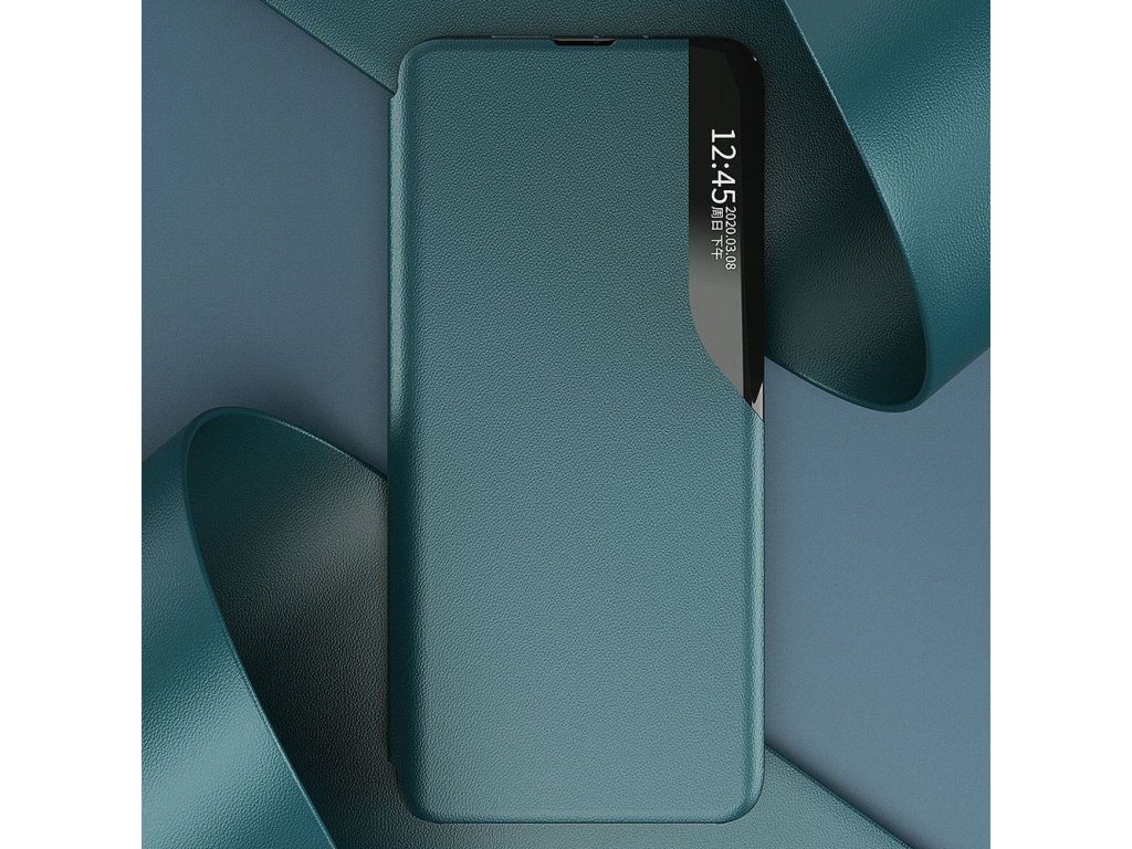 Eco Leather View Case elegantní pouzdro s klapkou a funkcí podstavce Huawei P40 Lite E červené