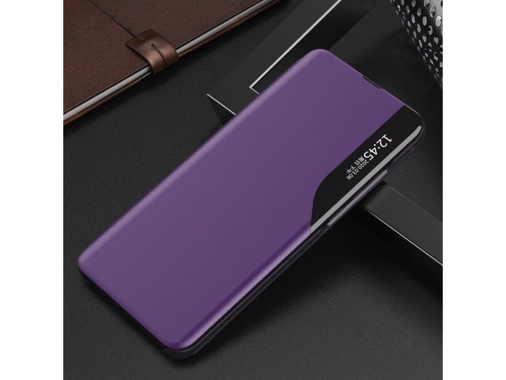 Eco Leather View Case elegantní pouzdro s klapkou a funkcí podstavce Huawei P40 Lite fialové