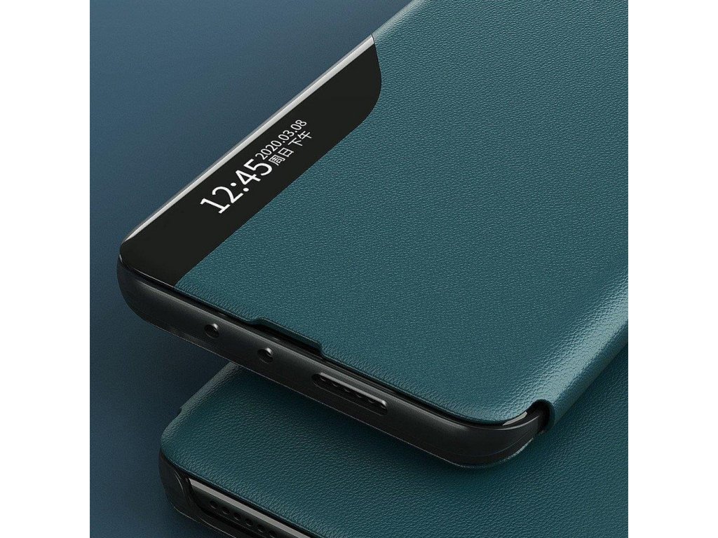 Eco Leather View Case elegantní pouzdro s klapkou a funkcí podstavce Huawei P40 Lite fialové