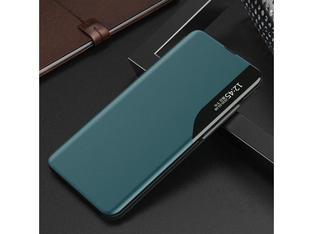 Eco Leather View Case elegantní pouzdro s klapkou a funkcí podstavce Huawei P40 Pro zelené