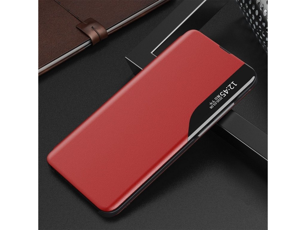 Eco Leather View Case elegantní pouzdro s klapkou a funkcí podstavce Xiaomi Poco M3 červené