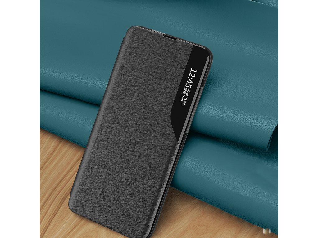 Ekologické kožené pouzdro s vyklápěcím stojánkem pro Xiaomi Redmi 11A / Poco C55 / Redmi 12C - černé