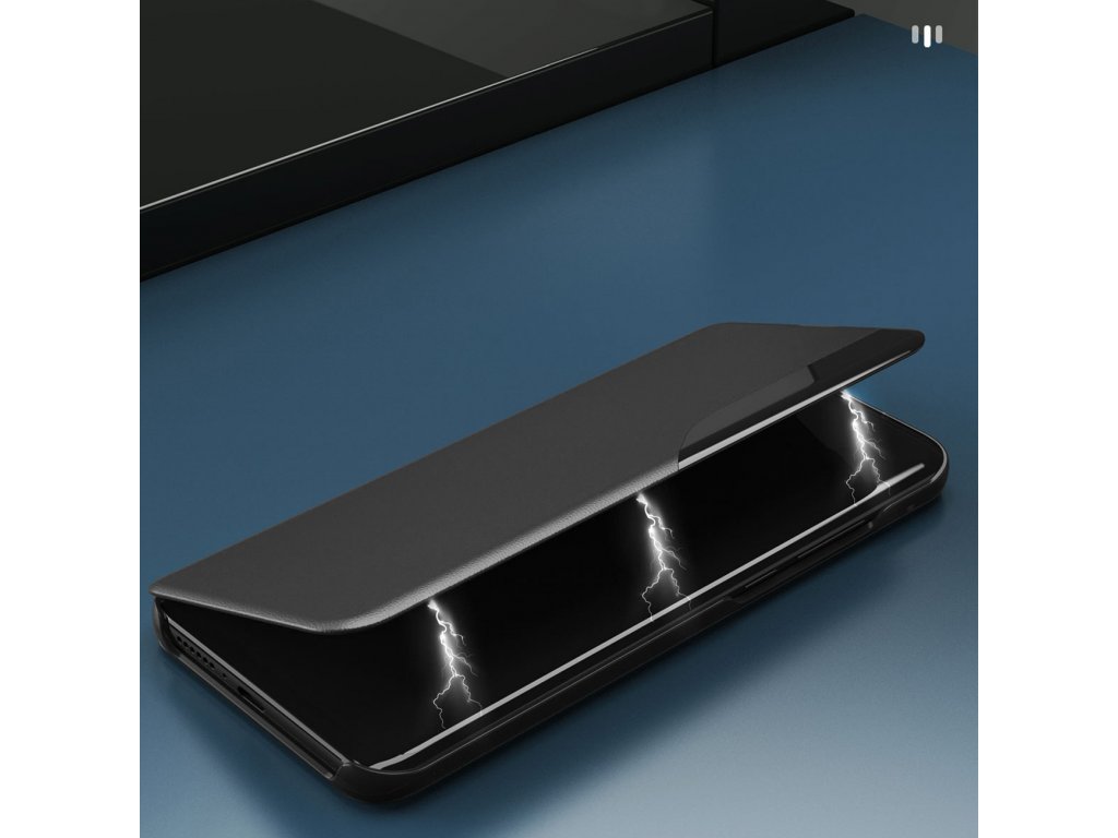 Ekologické kožené pouzdro s vyklápěcím stojánkem pro Xiaomi Redmi 11A / Poco C55 / Redmi 12C - černé