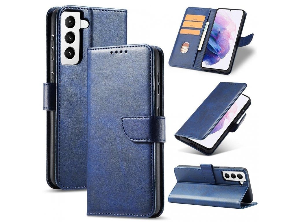 Elegantní knížkové pouzdro Magnet Case s funkcí stojánku pro Samsung Galaxy S22 Ultra modré