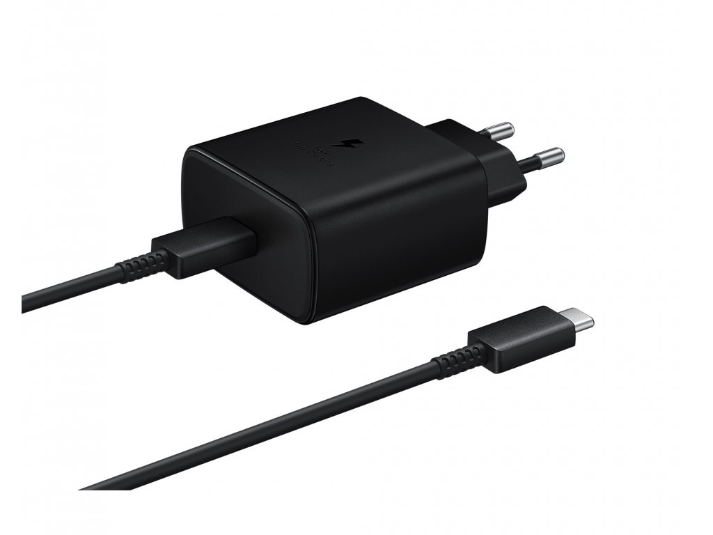 EP-TA845EBE + EP-DW767JBE Samsung 45W Cestovní nabíječka + USB-C/USB-C Datový Kabel černý