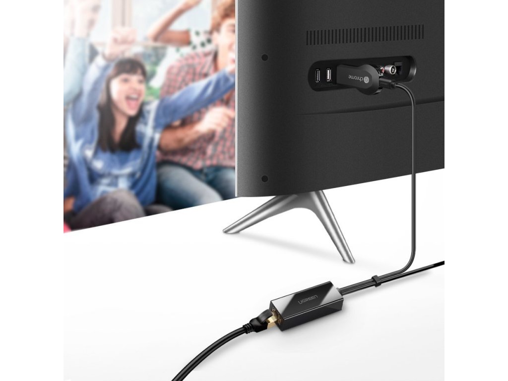 externí síťová karta micro USB 100Mbps pro Chromecast 1m černá (30985)