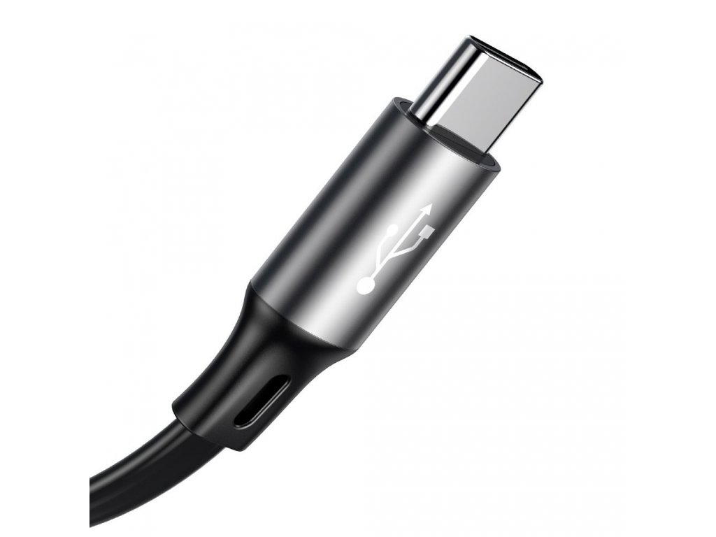 Fabric kabel 3v1 USB - micro USB / Lightning / USB-C 3.5A 35cm - 120cm šedý (CAMLT-BYG1)