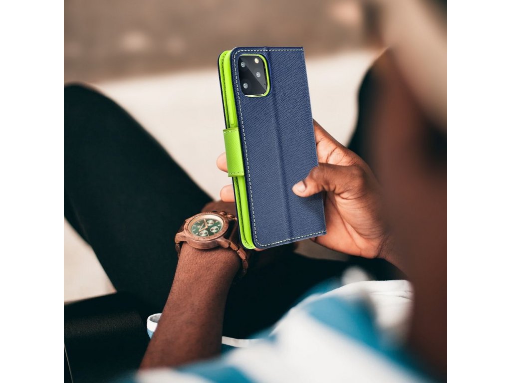 Fancy Book case for MOTOROLA MOTO G14 navy / lime