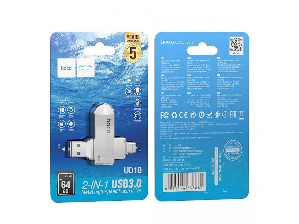 Flash disk UD10 USB + USB-C 64GB USB3.0