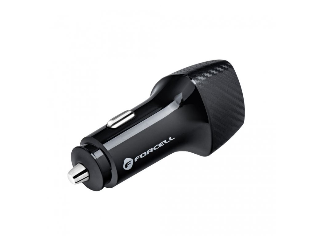 FORCELL CARBON car charger Type C 3.0 PD20W CC50-1C black (Total 20W) + cable for Apple Lightning 8-pin PD20W