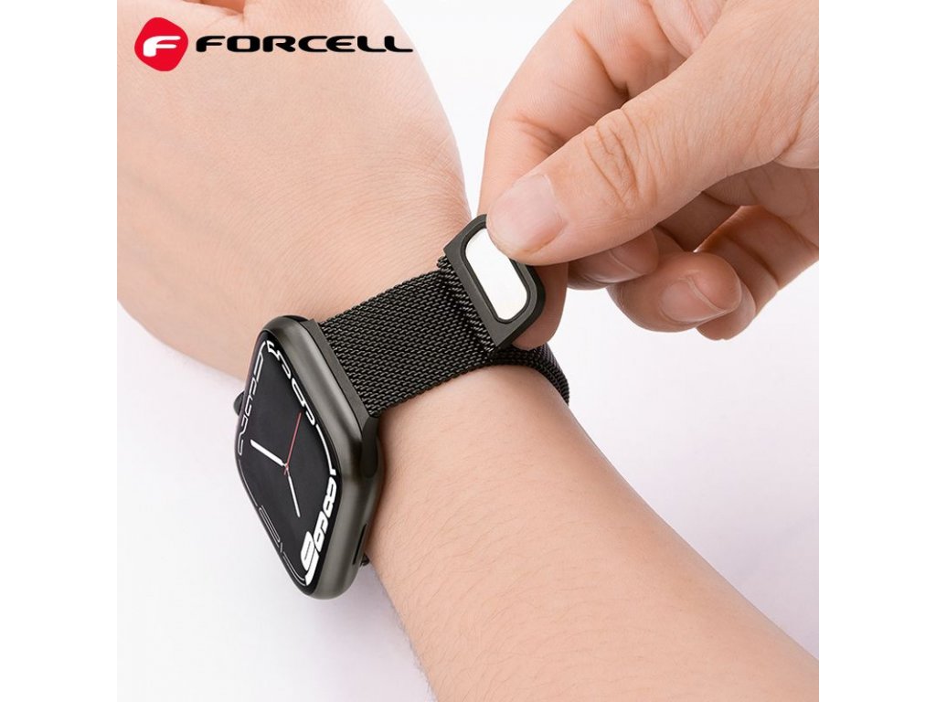 Řemínek FORCELL F-DESIGN FA03 pro Apple Watch 42/44/45/49 mm - černý