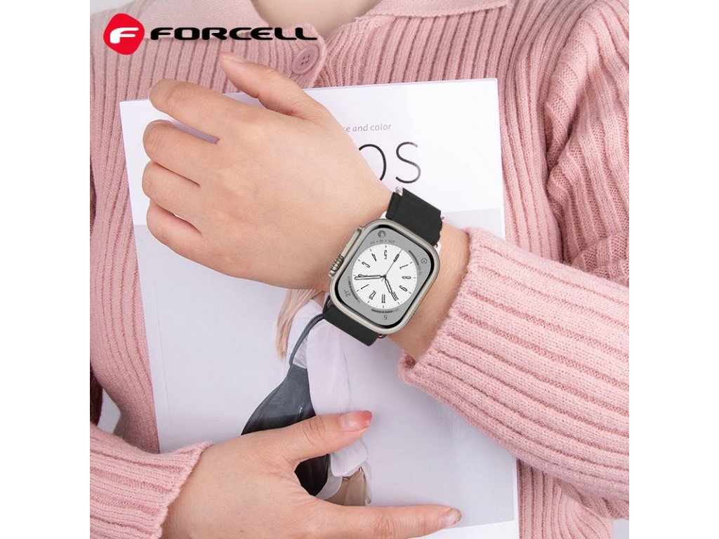 Řemínek FORCELL F-DESIGN FA13 pro Apple Watch 42/44/45/49 mm - černý