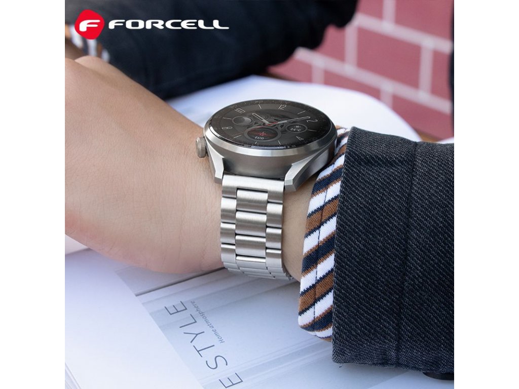 Řemínek FORCELL F-DESIGN FS06 pro Samsung Watch 20 mm - stříbrný