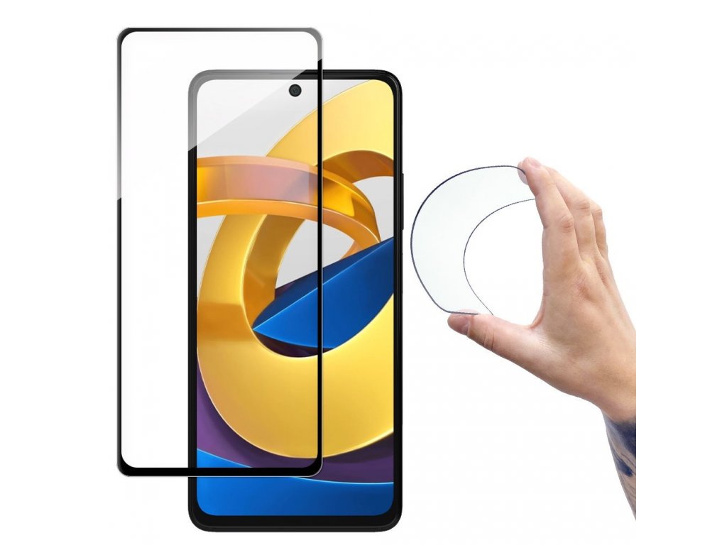 Full Cover Flexi Nano glass film tvrzené sklo s rámečkem pro Xiaomi Poco M4 Pro 5G - transparentní