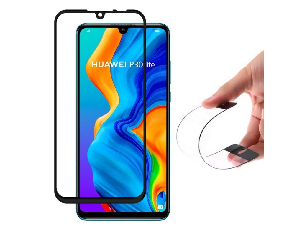 Full Cover Flexi Nano skleněná fólie s rámem Huawei P30 Lite černá