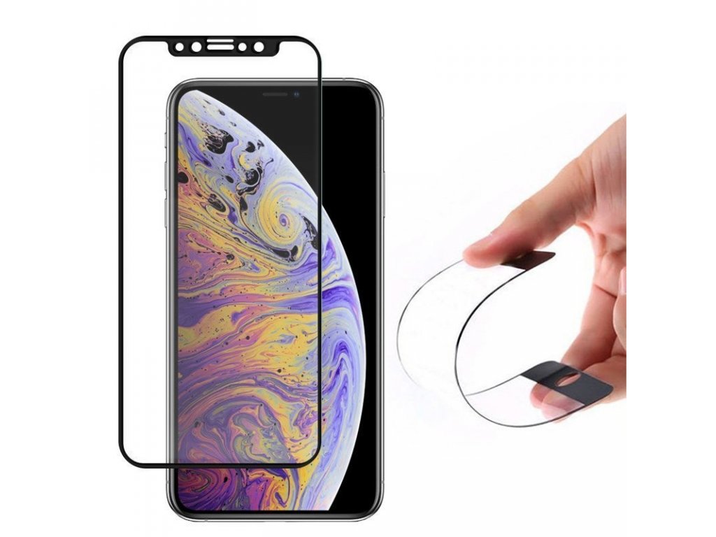 Full Cover Flexi Nano skleněná fólie s rámem iPhone 12 Pro Max černá