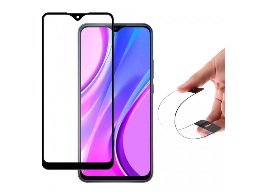 Full Cover Flexi Nano skleněná fólie s rámem Xiaomi Redmi 9 černá