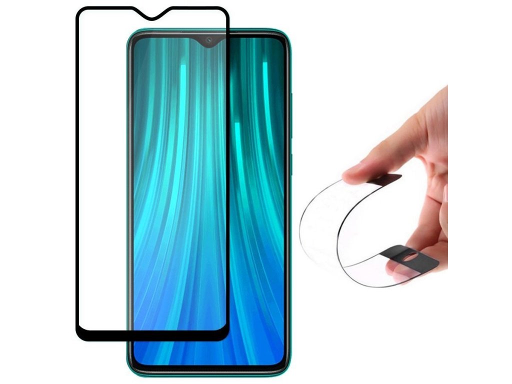 Full Cover Flexi Nano skleněná fólie s rámem Xiaomi Redmi Note 8 Pro černé