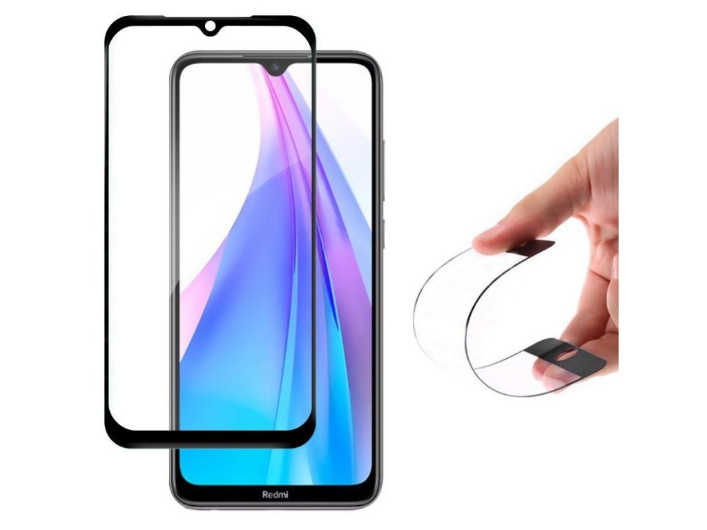 Full Cover Flexi Nano skleněná fólie s rámem Xiaomi Redmi Note 8T černá