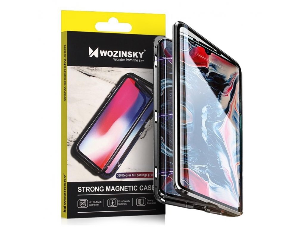 Full Magnetic Case magnetické pouzdro 360 na přední i zadní část + sklo na displej iPhone 11 Pro černo/průsvitné