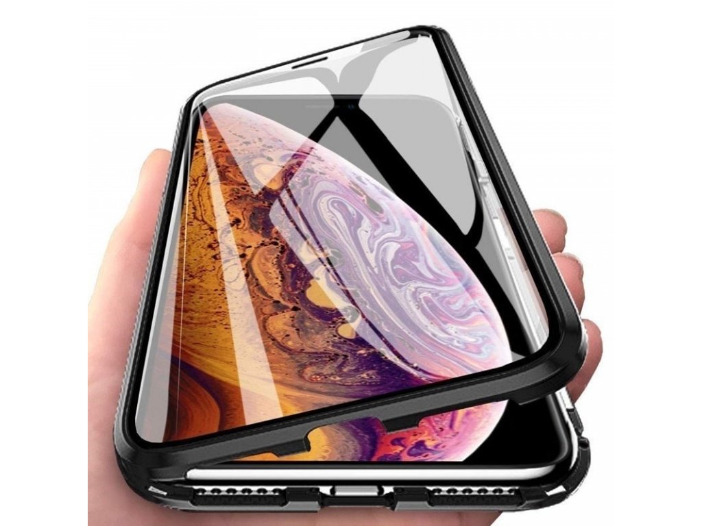 Full Magnetic Case magnetické pouzdro 360 na přední i zadní část + sklo na displej iPhone 11 Pro černo/průsvitné