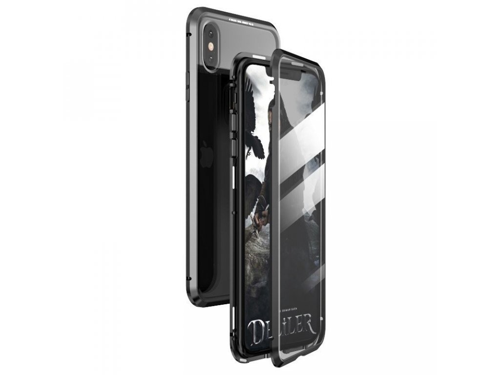 Full Magnetic Case magnetické pouzdro 360 na přední i zadní část + sklo na displej iPhone 11 Pro černo/průsvitné