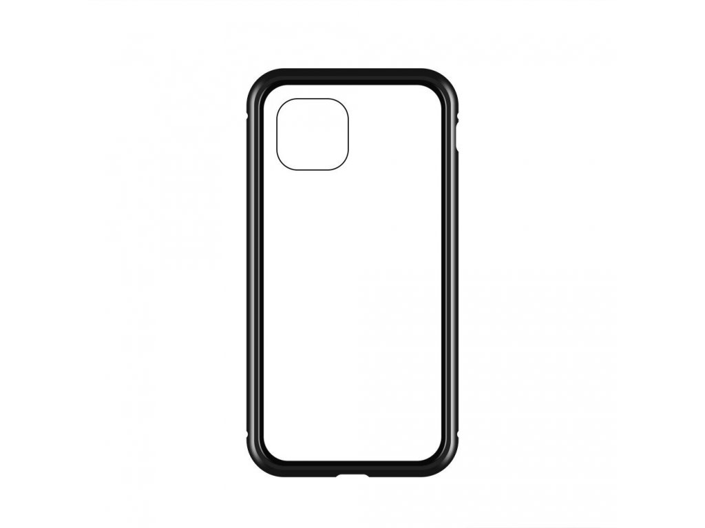 Full Magnetic Case magnetické pouzdro 360 na přední i zadní část + sklo na displej iPhone 11 Pro Max černo/průsvitné