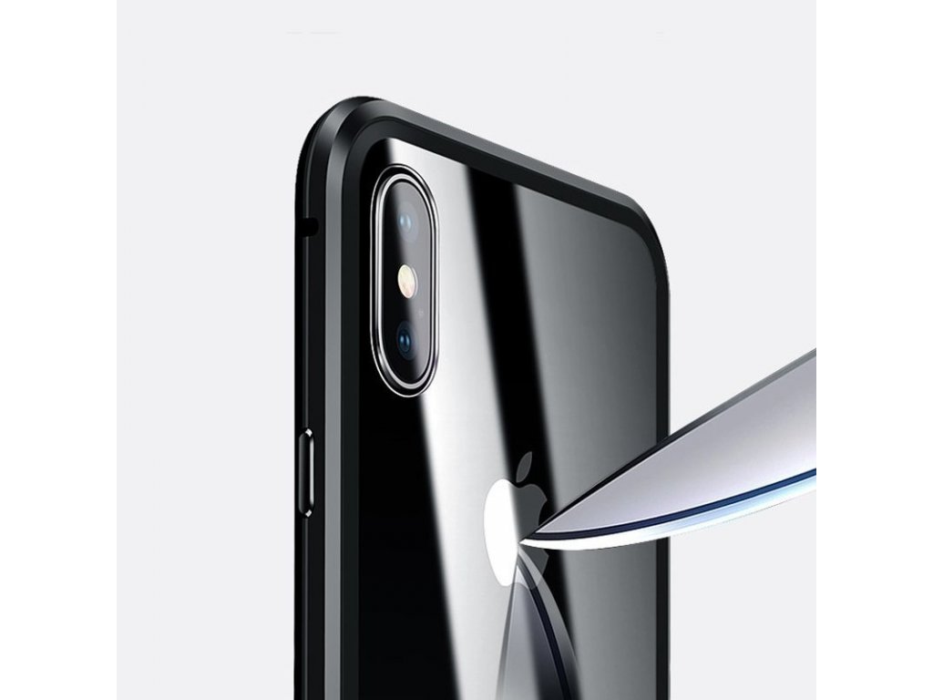 Full Magnetic Case magnetické pouzdro 360 na přední i zadní část + sklo na displej iPhone 11 Pro Max černo/průsvitné