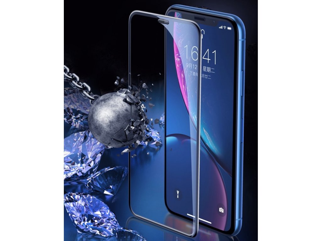 Full-screen tvrzené sklo 3D na celý displej s krytem na reproduktor Apple iPhone XR černé (SGAPIPH61-WA01)