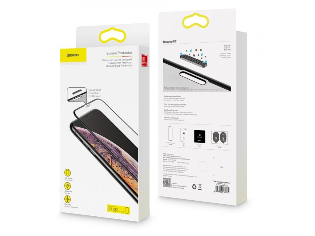Full-screen tvrzené sklo 3D na celý displej s krytem na reproduktor Apple iPhone XR černé (SGAPIPH61-WA01)