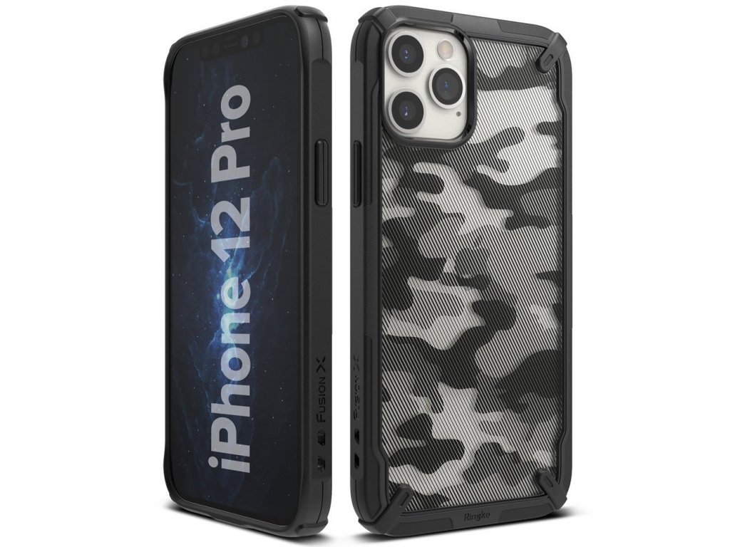 Fusion X Design pancéřové pouzdro s rámem iPhone 12 Pro / iPhone 12 černé Camo Black (XDAP0016)