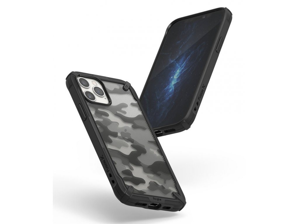 Fusion X Design pancéřové pouzdro s rámem iPhone 12 Pro / iPhone 12 černé Camo Black (XDAP0016)