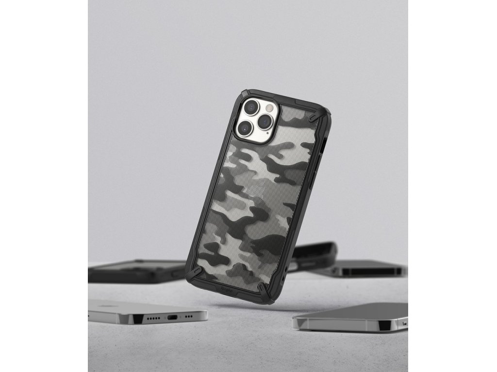 Fusion X Design pancéřové pouzdro s rámem iPhone 12 Pro / iPhone 12 černé Camo Black (XDAP0016)