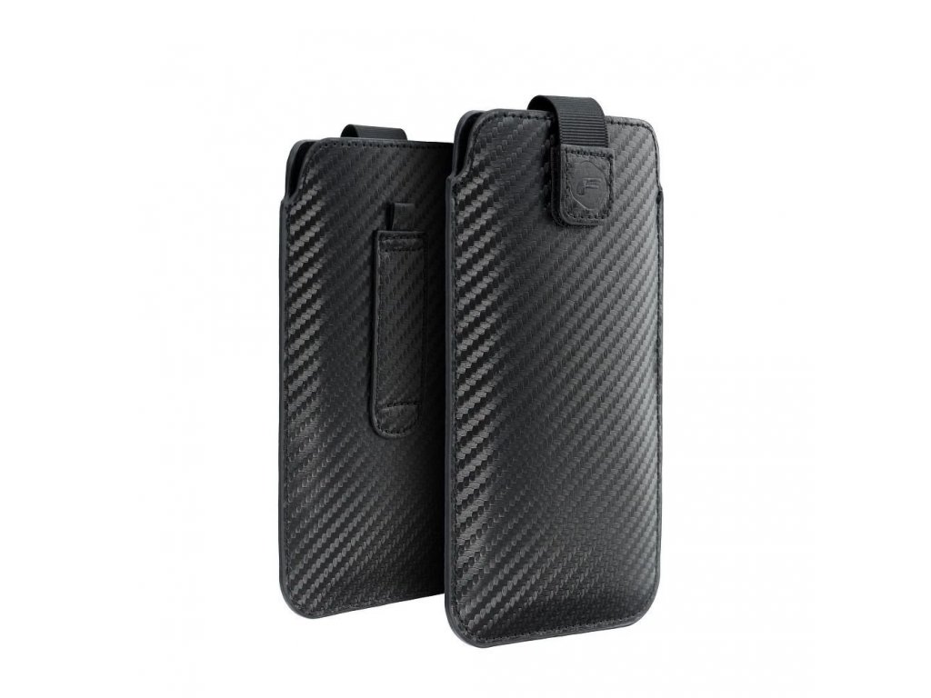 Univerzální pouzdro Forcell POCKET Carbon - model 17 - pro SAMSUNG A02s / A03s / A12 / A21s / A32 5G / A42 5G / A72 5G / M12 XIAOMI Redmi 9A / 9AT / 9c / Note 10 PRO / Mi11 OPPO A52 / A72 / A92 REALME 7i VIVO Y52 5G / Y72 5G