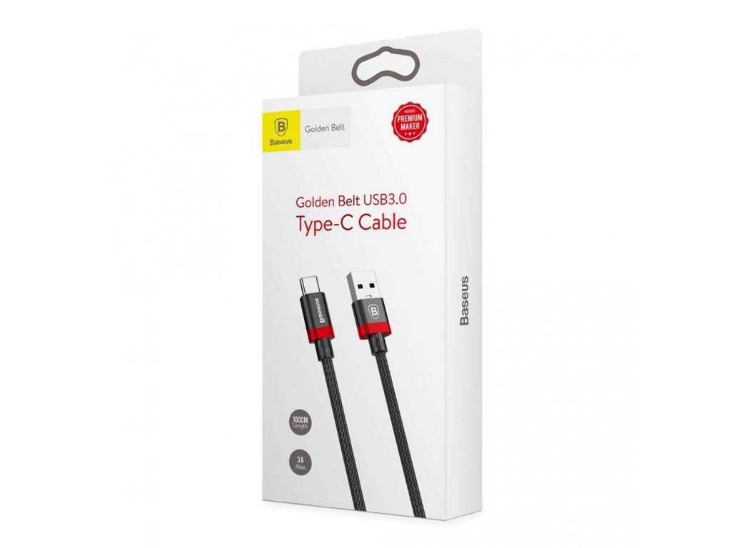 Golden Belt odolný pletený kabel USB 3.0 USB Type-C 3A červený