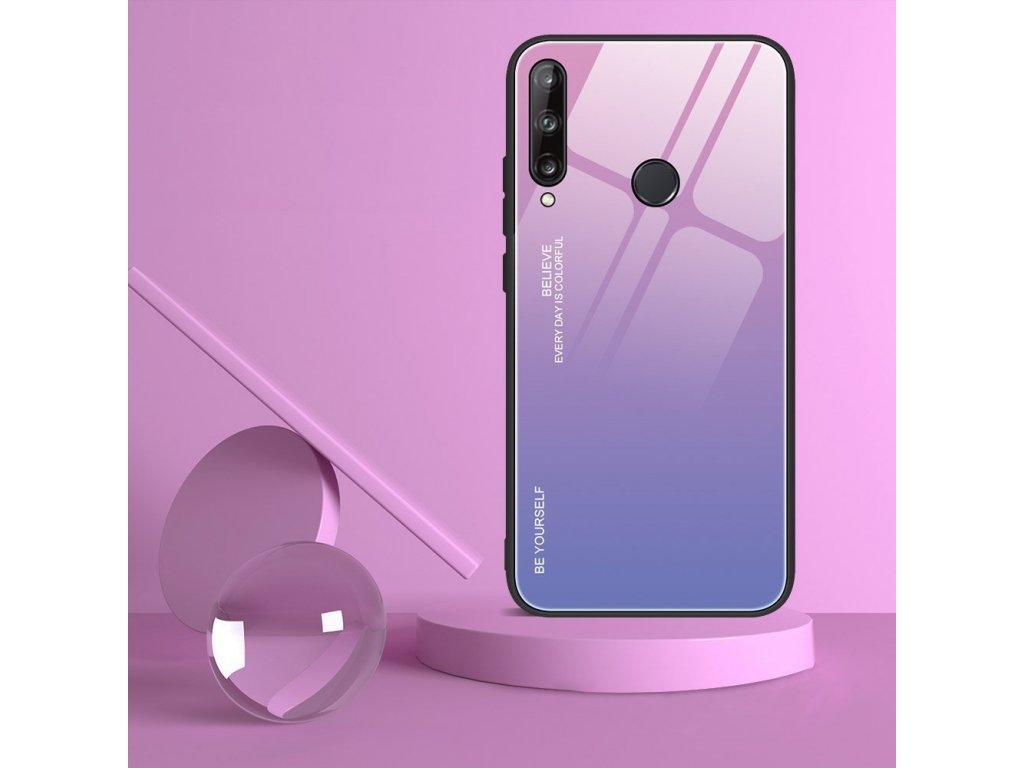 Gradient Glass pouzdro z tvrzeného skla Huawei P40 Lite E černo/modré