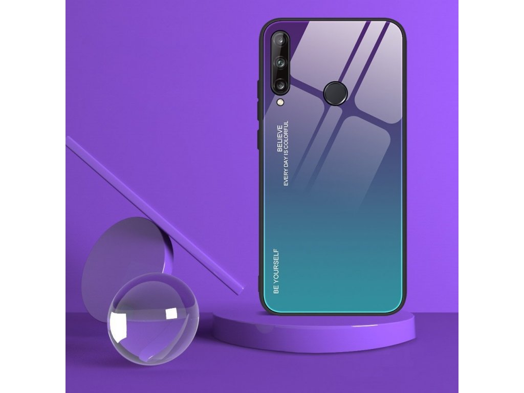 Gradient Glass pouzdro z tvrzeného skla Huawei P40 Lite E černo/modré