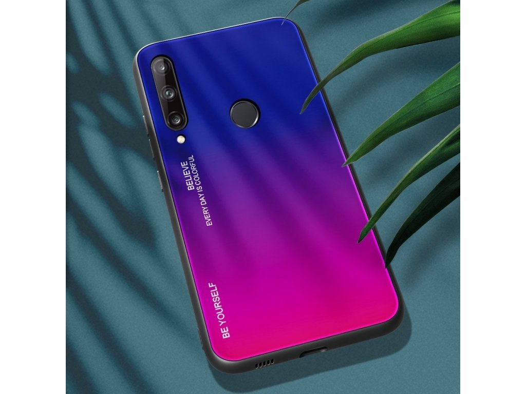 Gradient Glass pouzdro z tvrzeného skla Huawei P40 Lite E růžově/fialové