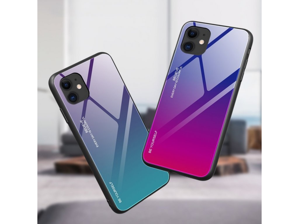 Gradient Glass pouzdro z tvrzeného skla iPhone 12 mini černo/červené