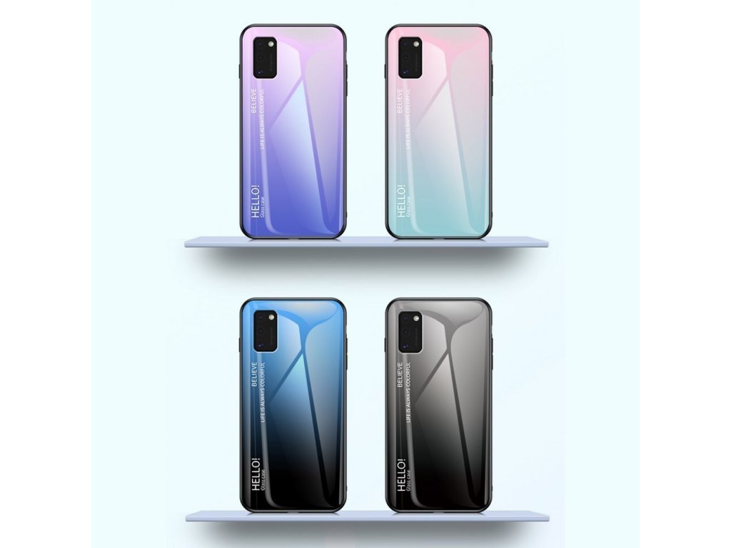 Gradient Glass pouzdro z tvrzeného skla Samsung Galaxy A41 růžové