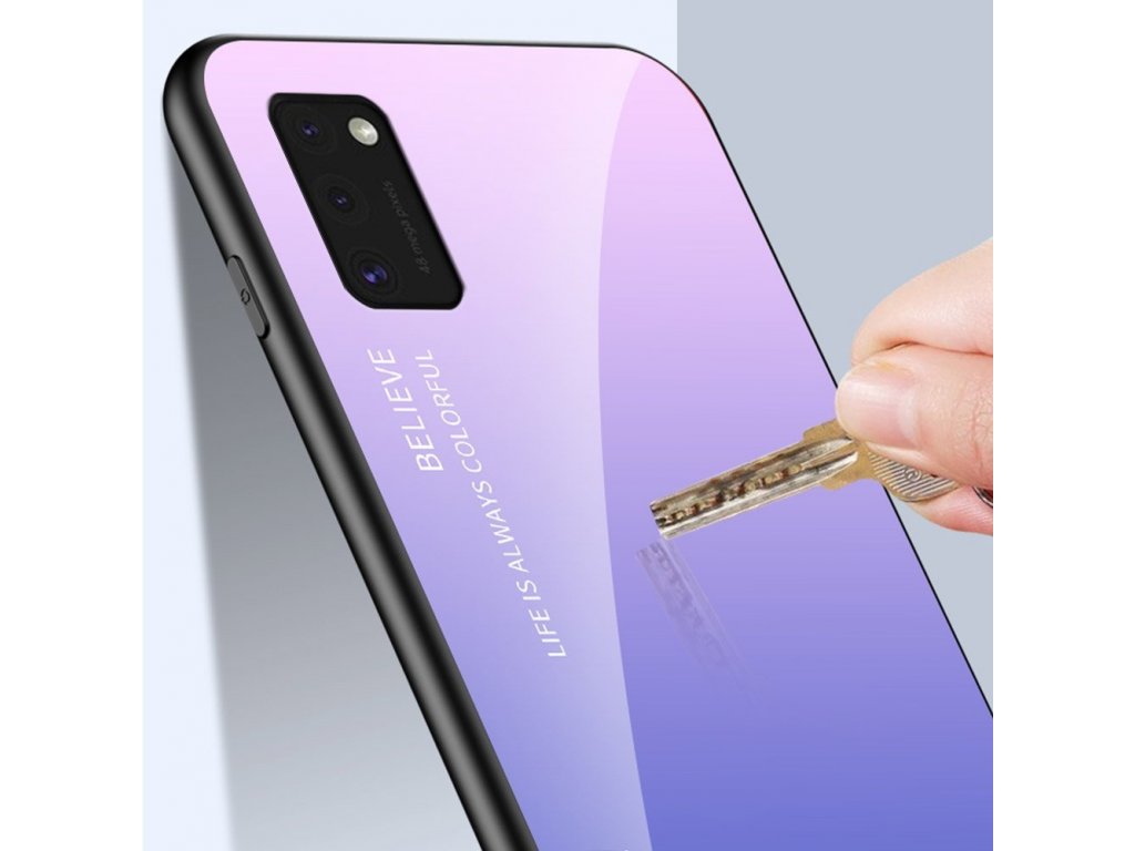 Gradient Glass pouzdro z tvrzeného skla Samsung Galaxy A41 růžové