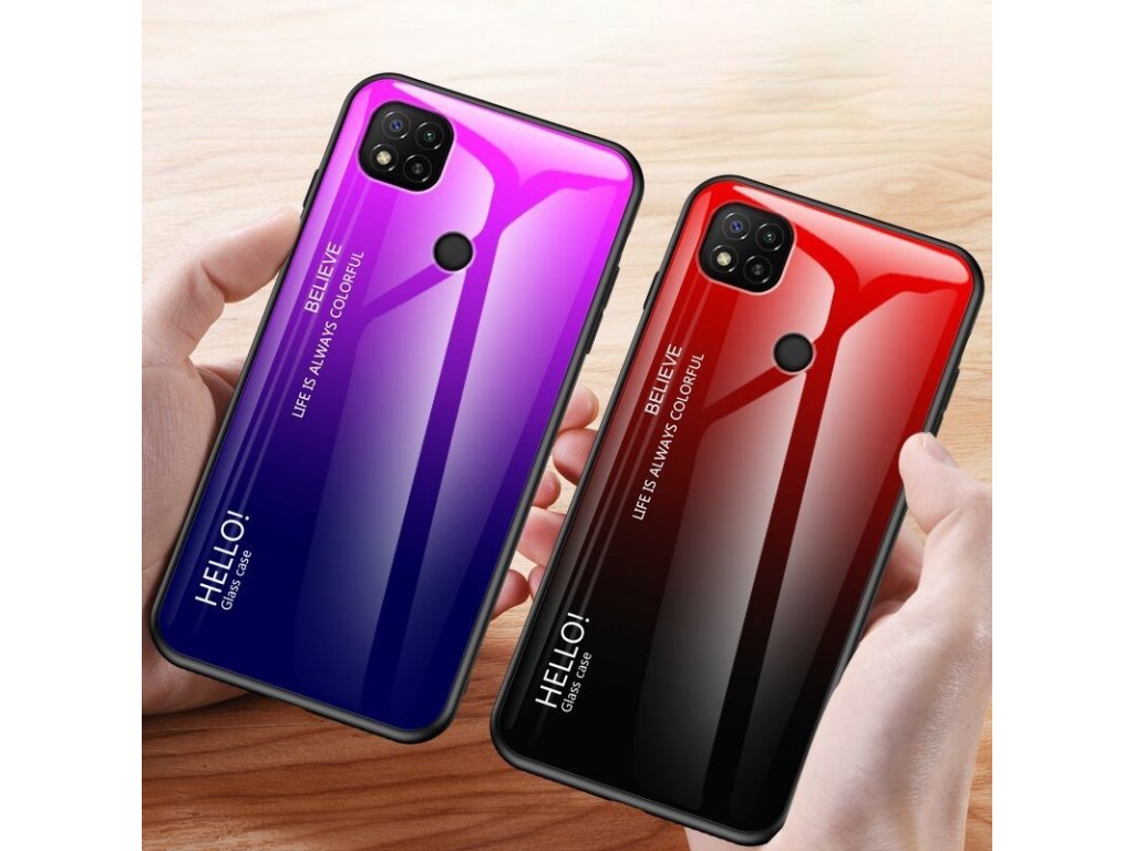 Gradient Glass pouzdro z tvrzeného skla Xiaomi Redmi 9C černo/modré