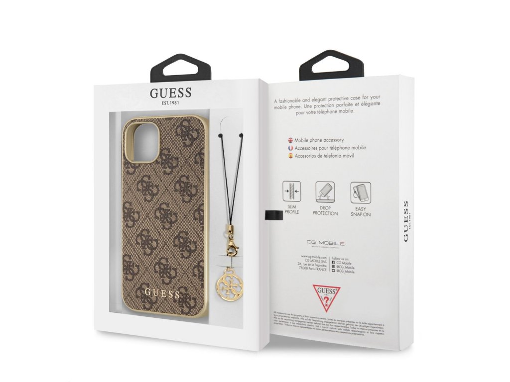 Zadní Kryt Guess 4G Charms pro iPhone 13 - hnědý