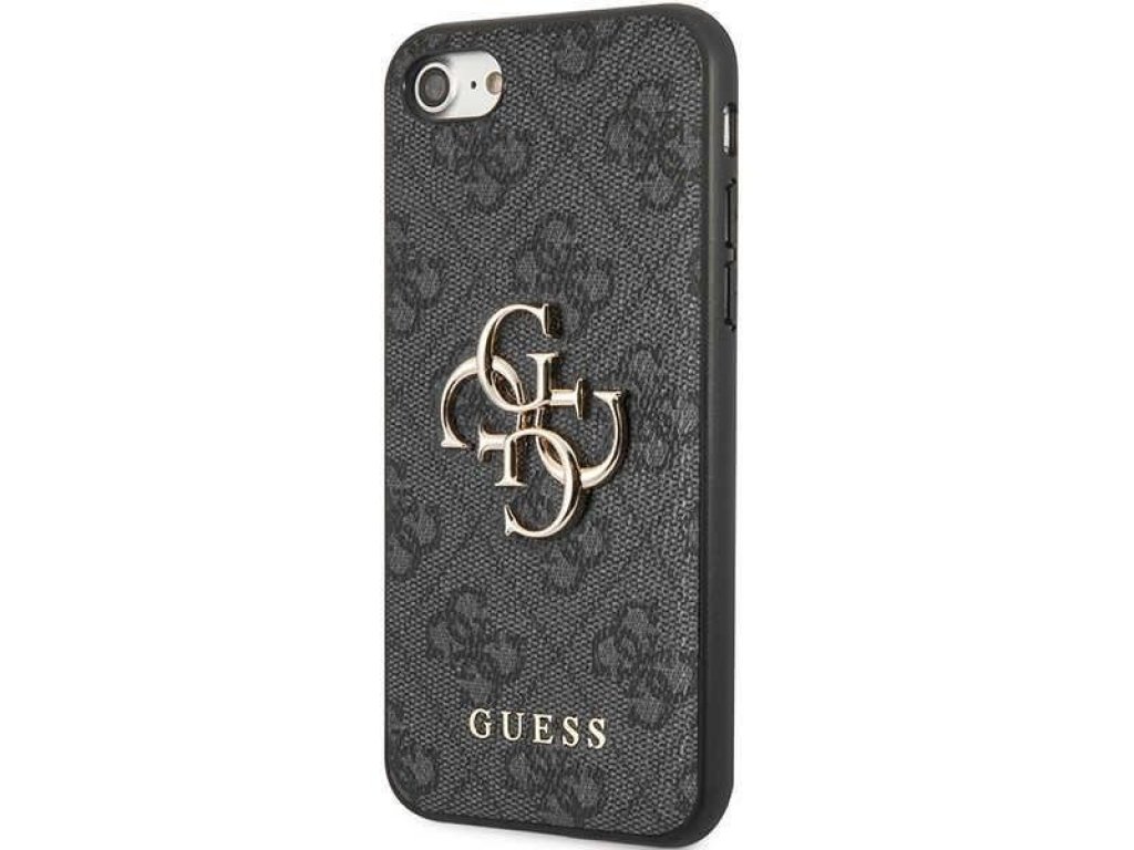 Guess Pevný obal 4G velké kovové logo pro iPhone 7 / 8 / SE 2020 / 2022 - šedé 